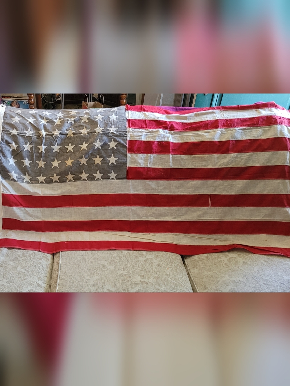 Vintage American Flag - Red White Blue Stars & Stripes 48-star Version 1912-1959